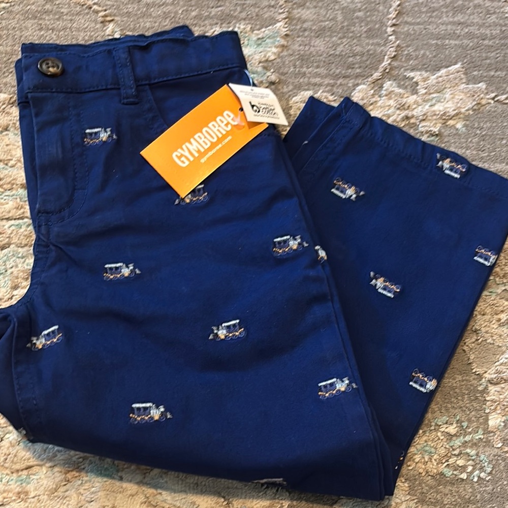 Gymboree Navy Train Embroidered Pants🚂